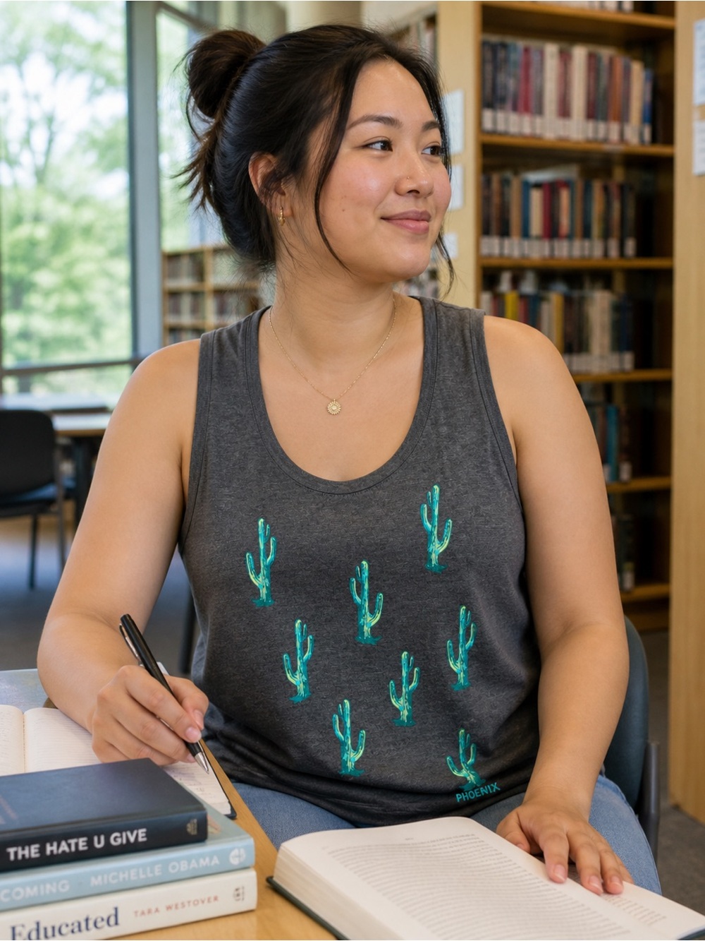 District Gray Scopeneck Tank Top Phoenix Cactus